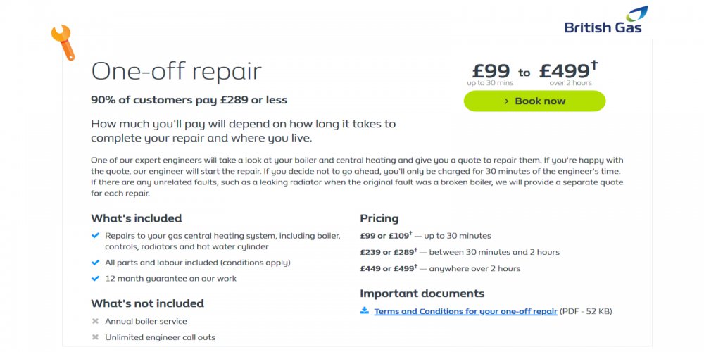British Gas Fixed Price Boiler Repair