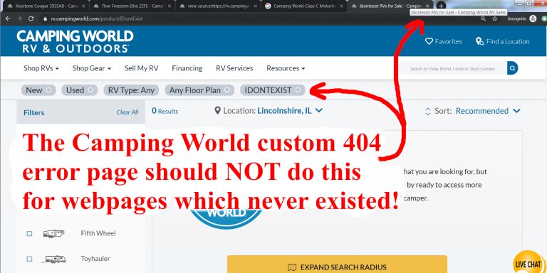 Camping World Grey Hat SEO Custom 404 Error Page