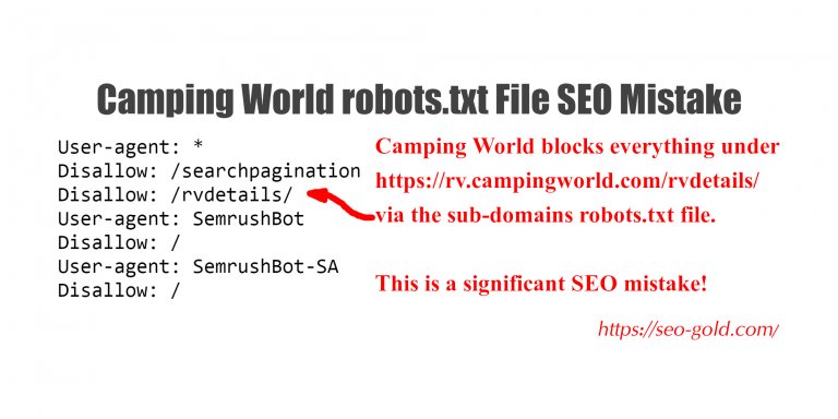 Camping World robots.txt File SEO Mistake