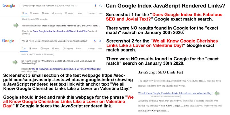 Can Google Index JavaScript Rendered Links, Before Screenshots?