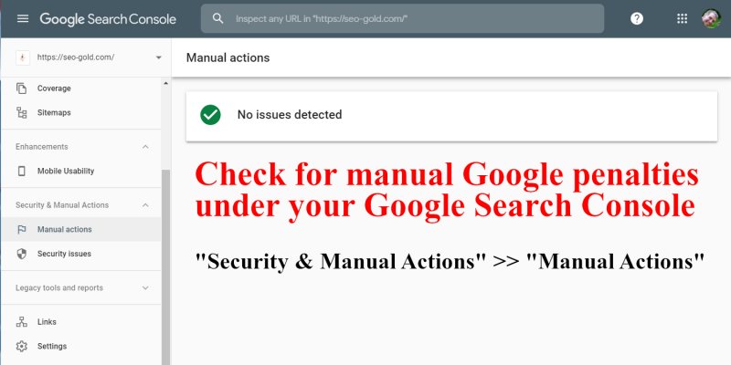Check for Manual Google Penalties via Google Search Console