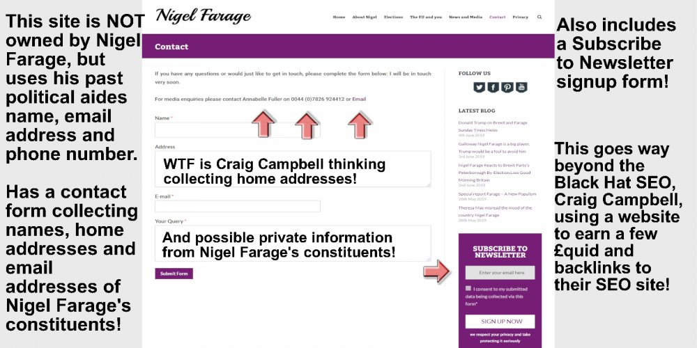Craig Campbell SEO Passing Off as Nigel Farage MEP