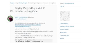 Display Widgets Plugin Includes Hacking Code