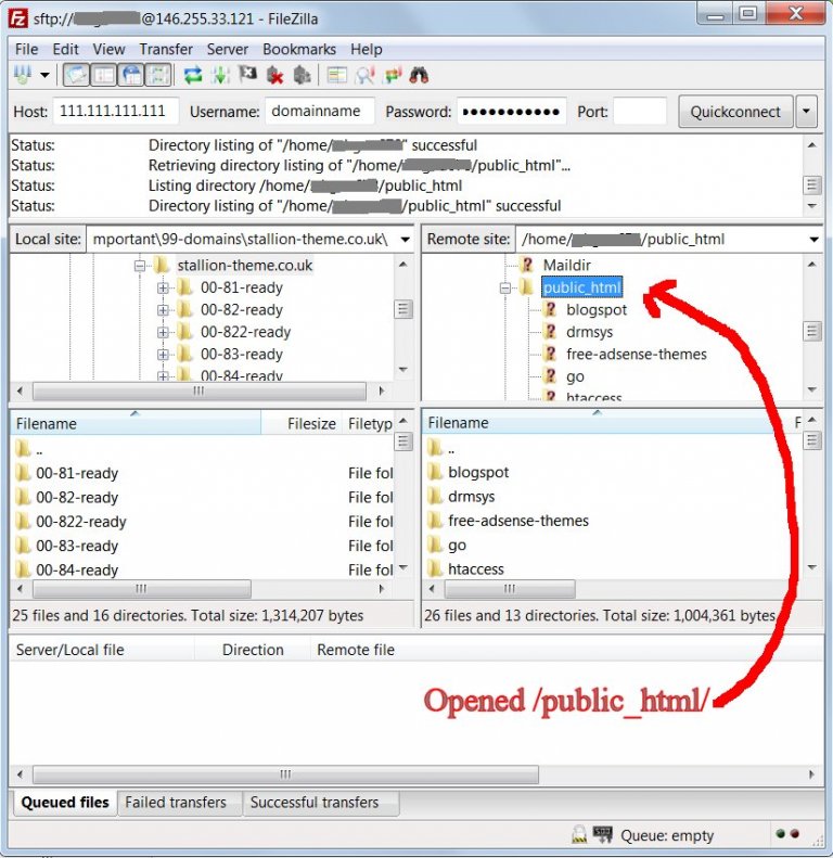 Use Filezilla to Connect to a Webservers public_html Directory