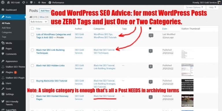 For most WordPress Posts use ZERO Tags and just One or Two Categories