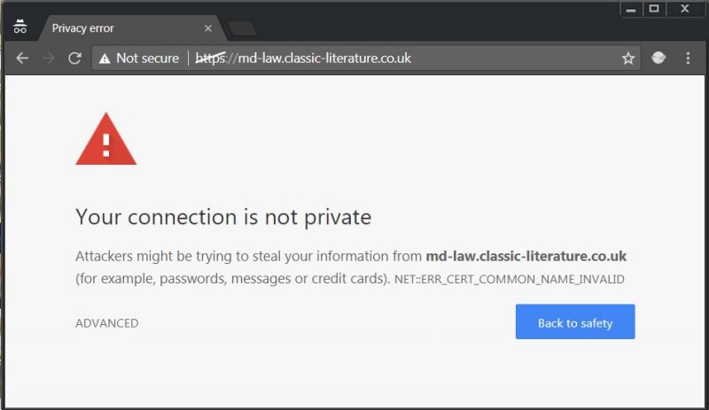 Google Chrome Your Connection Is Not Private Warning