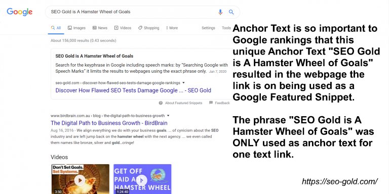 Google Featured Snippet Due to Anchor Text