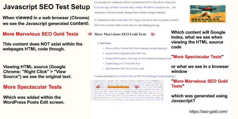 JavaScript Google SEO Test Setup