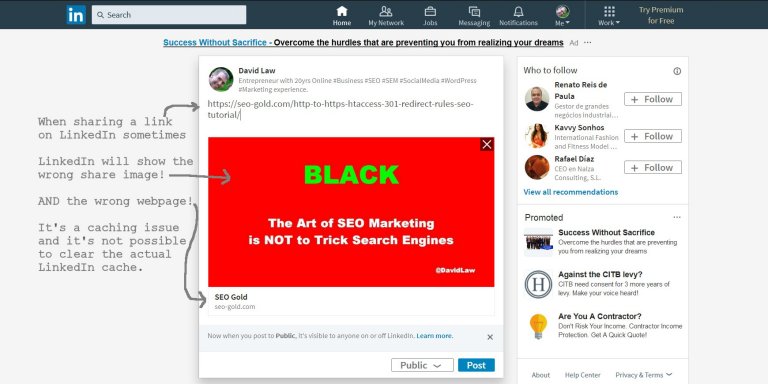 LinkedIn Link Share Wrong Preview Image and URL