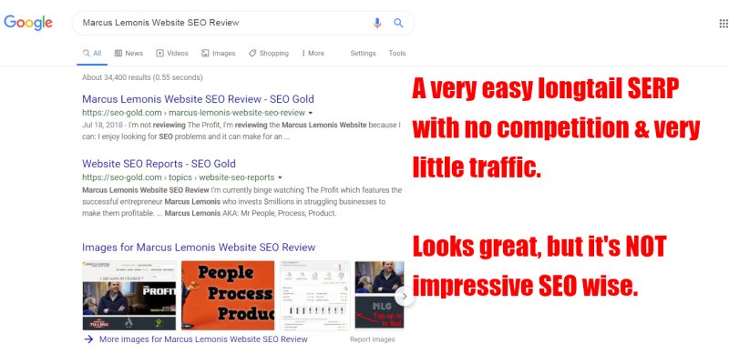 Longtail SERPs with NO Traffic & NO Competition are NOT Impressive
