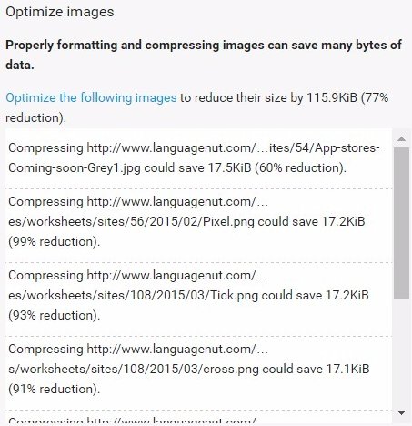 Google PageSpeed Insights Optimize Images