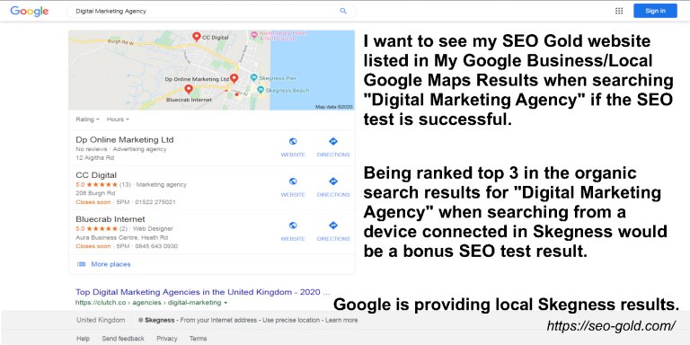 Skegness Local Digital Marketing Agency Google SERP
