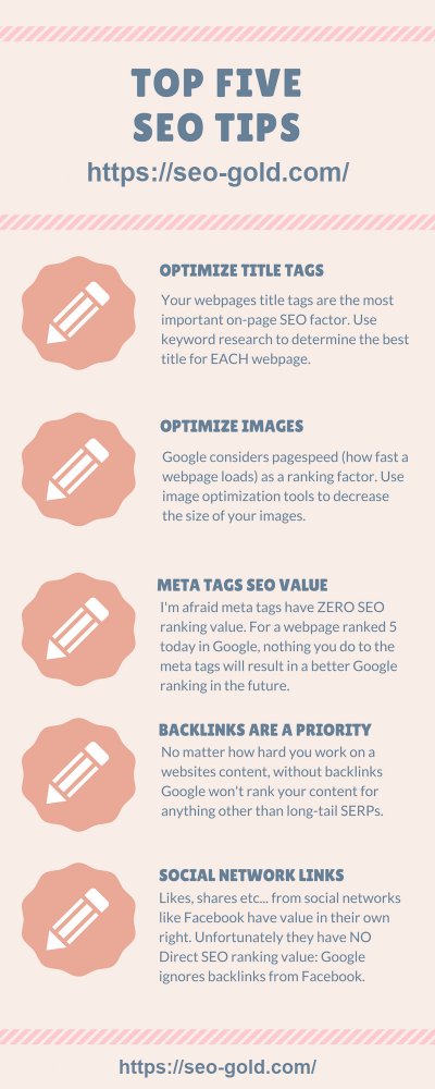 Top 5 SEO Tips Free Infographic