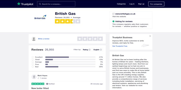 Trustpilot British Gas Reviews