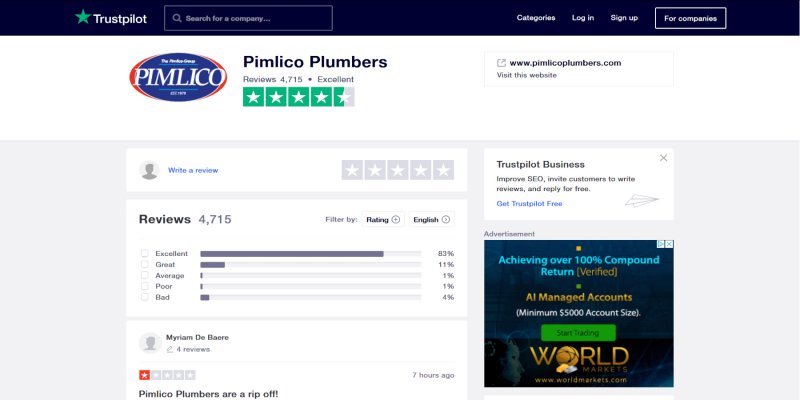 Trustpilot Pimlico Plumbers Reviews
