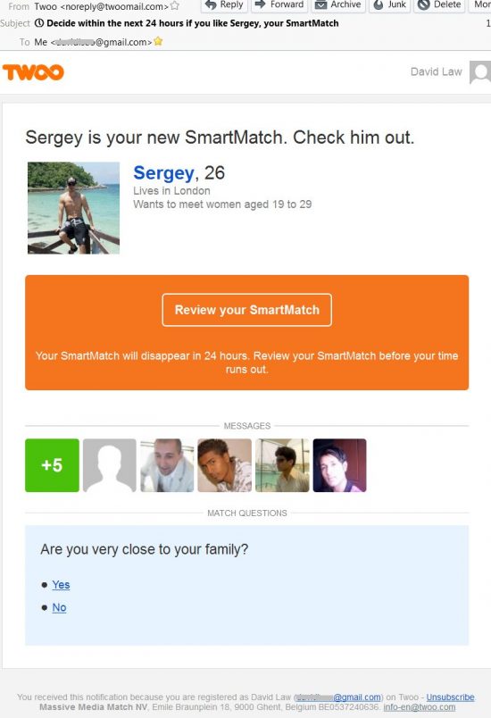 Twoo SmartMatch SPAM