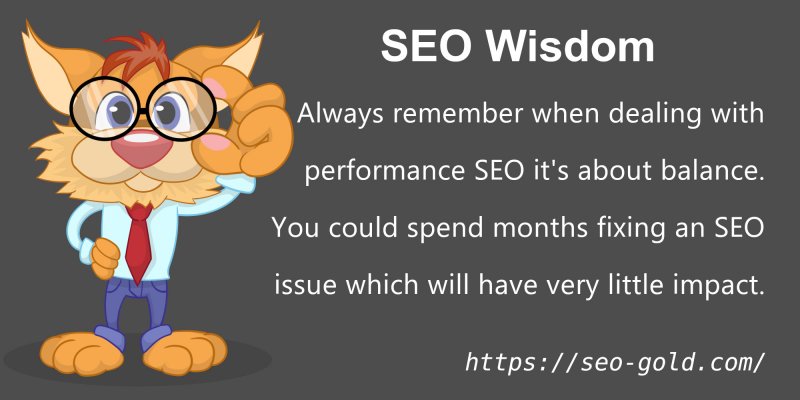 Always Remember When Dealing With Performance SEO it's About Balance
